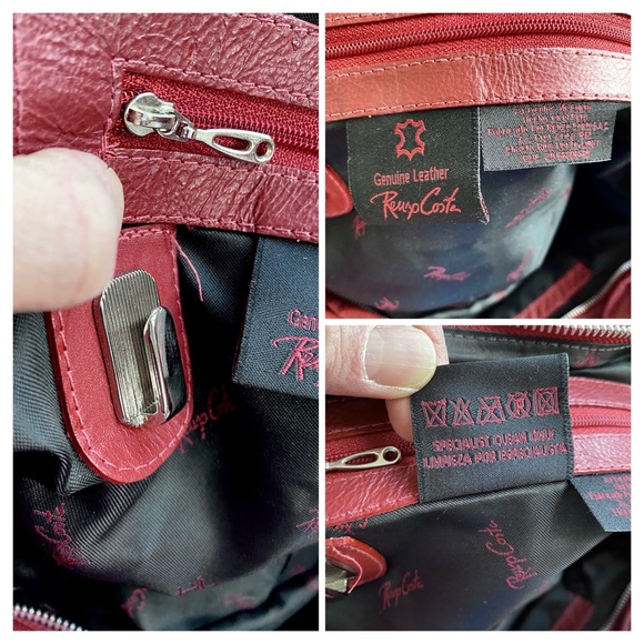 Leather slouchy oversized burnt red shoulder bag with studs - Picture 14 of 15